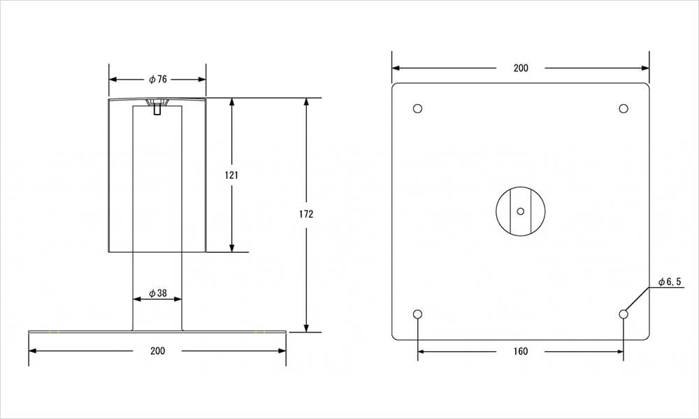 脱気筒 一般防水用角型 サイズ表